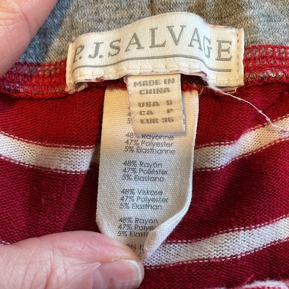 PJ Salvage Red & White Striped Pajama Bottoms Size Small in EUC - Picture 4 of 5